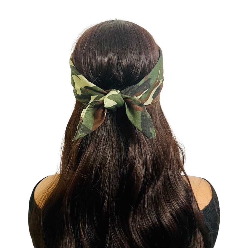 Luxe Swarovski Crystal Skull & Crossbones Camo Bandana | Rocker Chic Headscarf - Picture 4 of 5